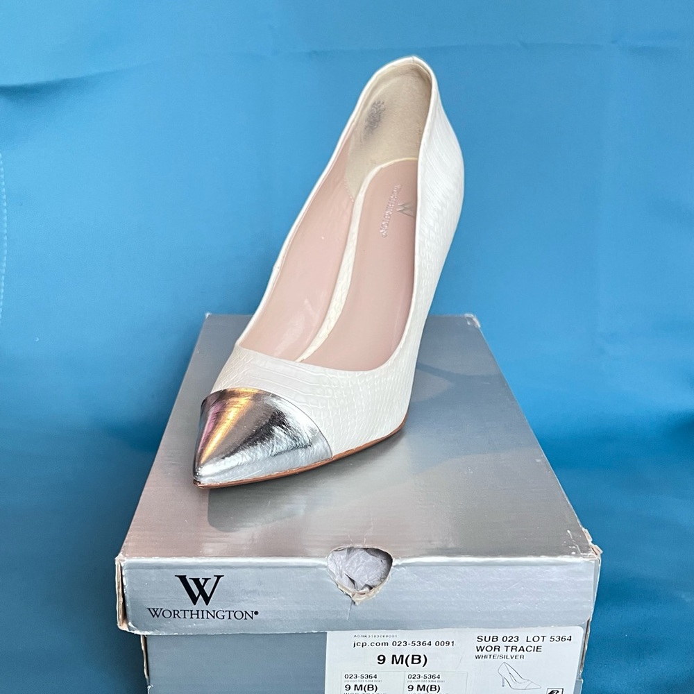 Worthington White and Silver Heels Elegant Design
